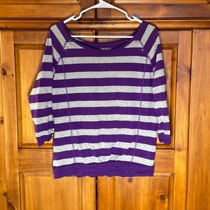 Gap Kids Gray and Purple Striped Top Shirt